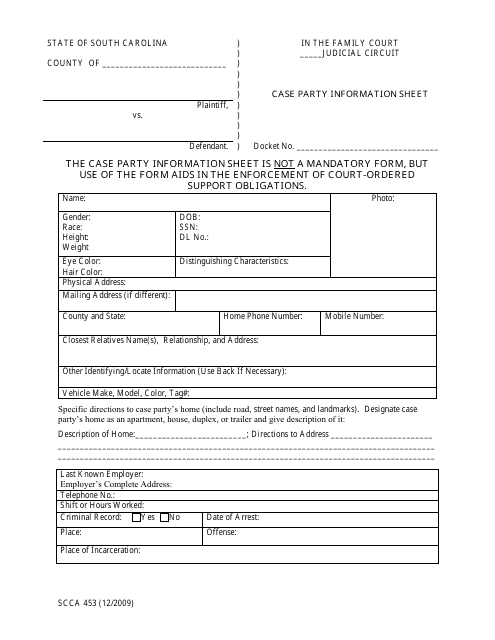 Form SCCA453  Printable Pdf