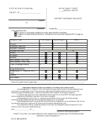 Form SCCA446 Support Information Sheet - South Carolina