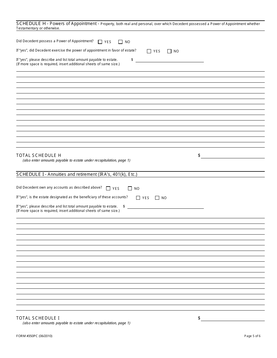 Form 350PC Inventory and Appraisement Form - South Carolina, Page 5