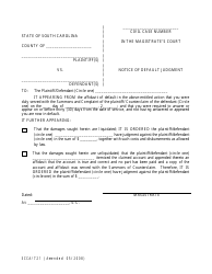 Form SCCA/721 &quot;Notice of Default Judgment&quot; - South Carolina
