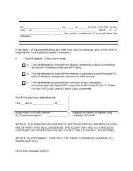 Form SCCA/749 &quot;Complaint and Motion for Restraining Order (Harassment and Stalking)&quot; - South Carolina, Page 2