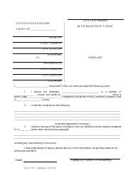 Form SCCA/701 &quot;Complaint&quot; - South Carolina