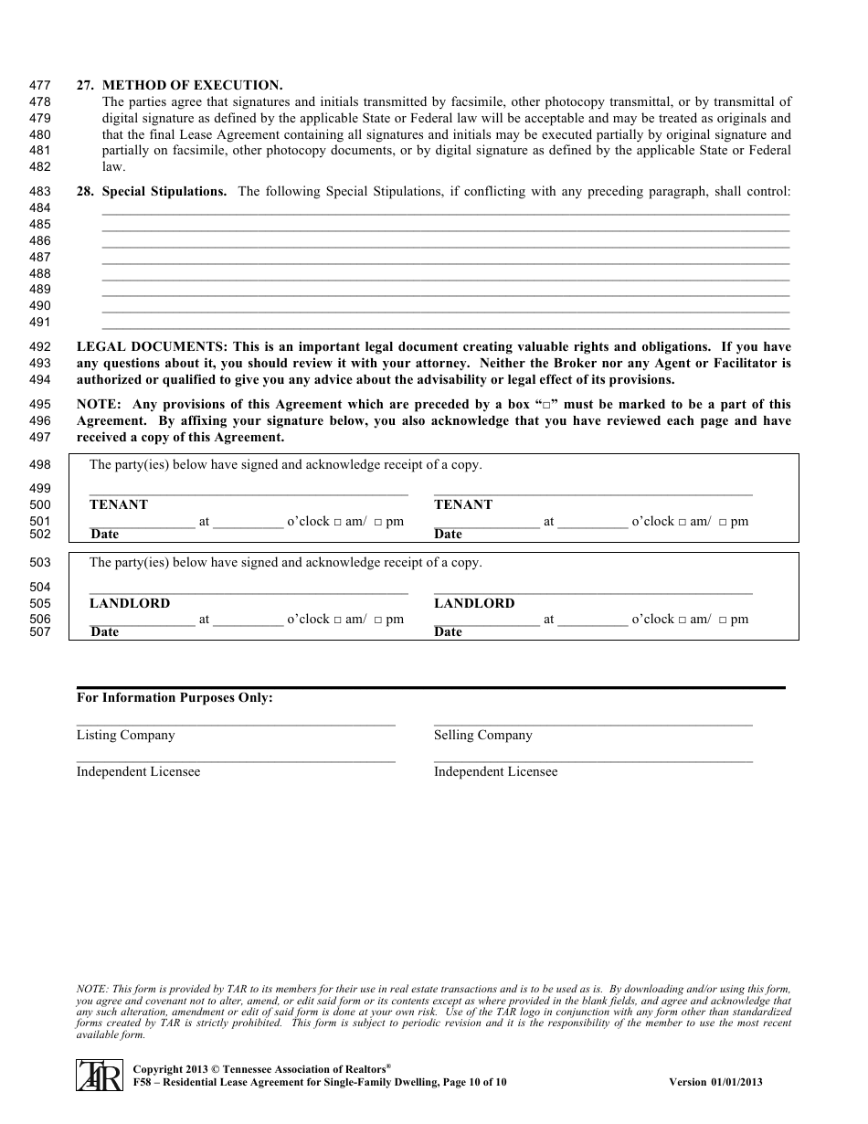 Form F58 - Fill Out, Sign Online And Download Fillable Pdf, Tennessee 