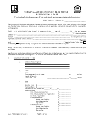 Form 200 &quot;Residential Lease - Virginia Association of Realtors&quot; - Virginia