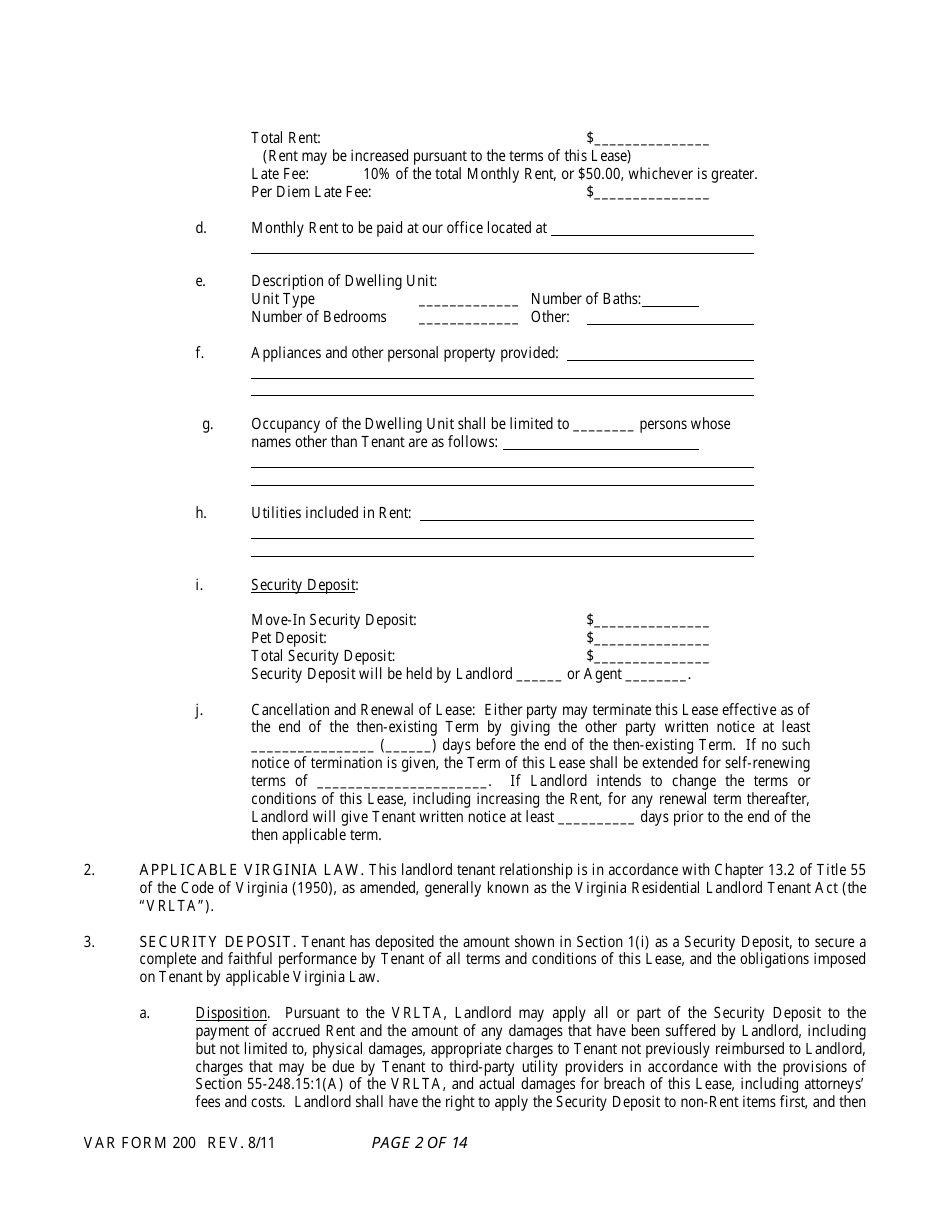 Form 200 - Fill Out, Sign Online and Download Fillable PDF, Virginia ...