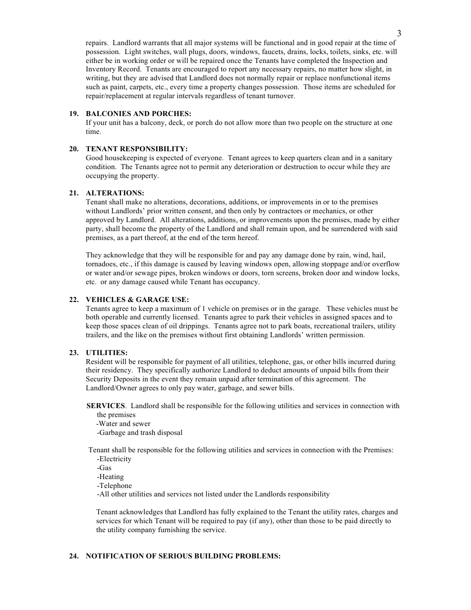 Basic Rental Agreement Template, Page 3