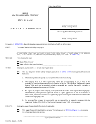 Document preview: Form MLLC-6 Certificate of Formation - Maine