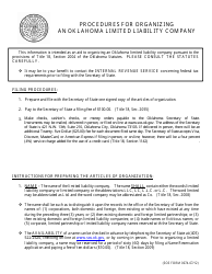 Document preview: SOS Form 0073 Articles of Organization (Oklahoma Limited Liability Company) - Oklahoma