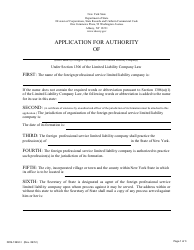 Document preview: Form DOS-1369-F-I Application for Authority - New York