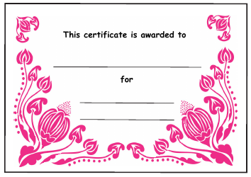 Document preview: Award Certificate Template - Pink Flowers