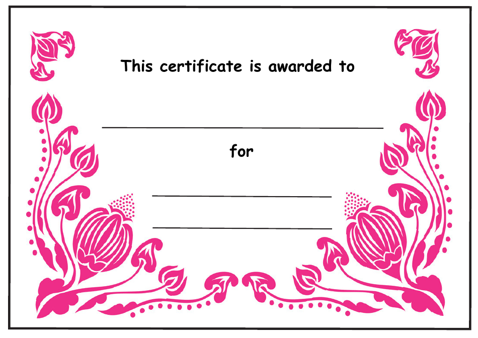 Award Certificate Template with Pink Flowers