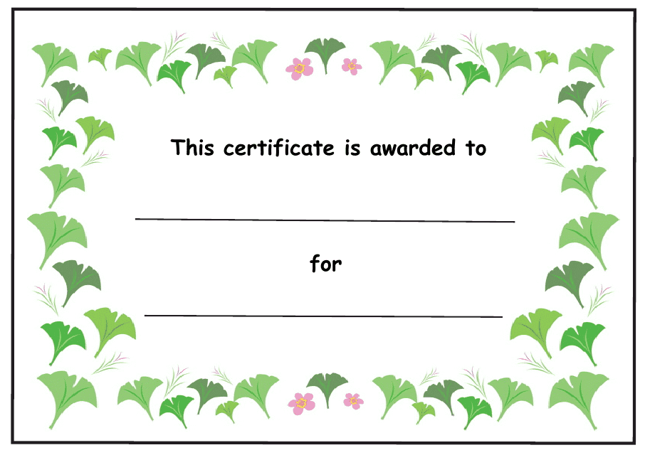 &quot;Award Certificate Template - Spring Flowers&quot; Download Pdf
