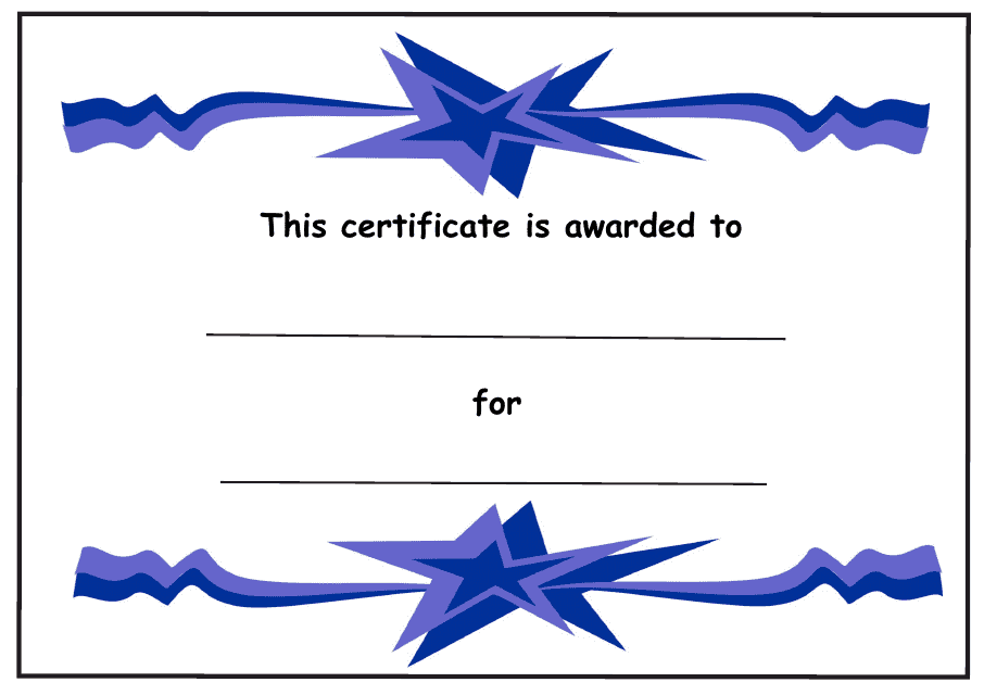 &quot;Award Certificate Template - Blue Star&quot; Download Pdf
