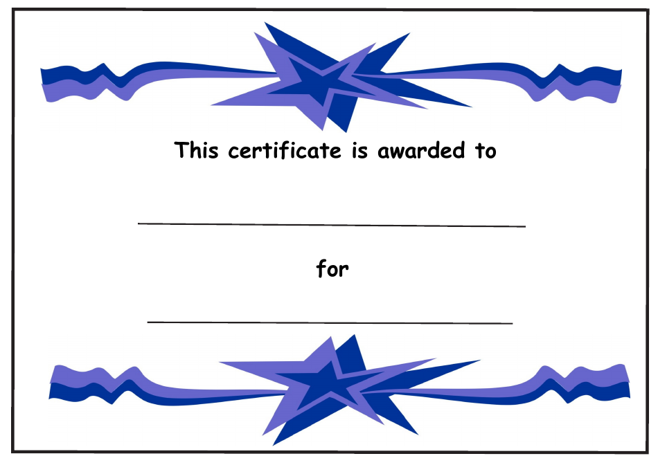 Blue Star Award Certificate Template