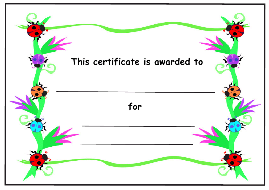 Ladybirds Award Certificate Template