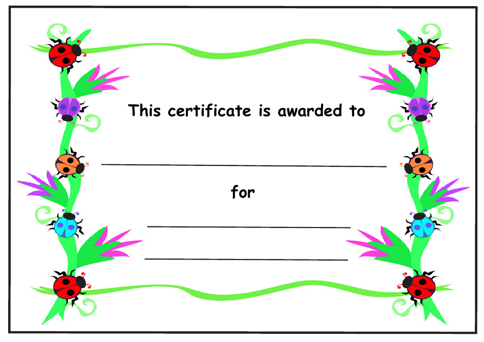 Ladybirds Award Certificate Template Preview