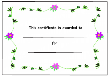 Document preview: Flower Award Certificate Template