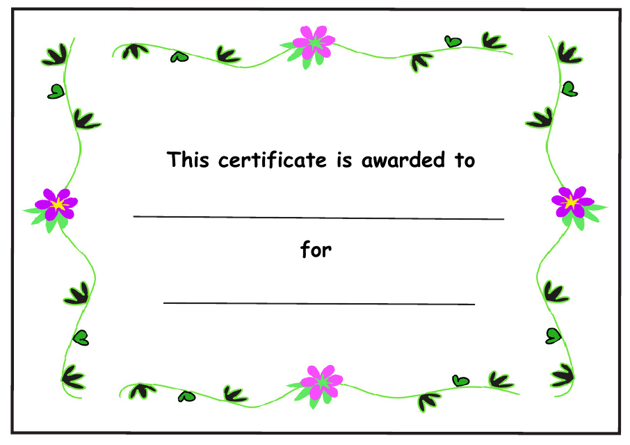Flower Award Certificate Template