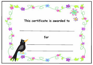 Document preview: Flower and Bird Certificate Template