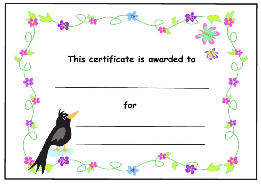 Flower and Bird Certificate Template - TemplateRoller