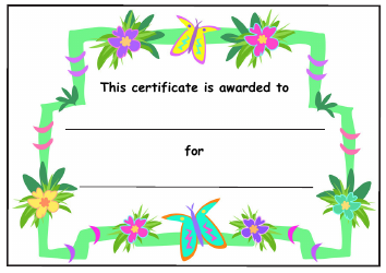 Document preview: Flowers and Butterflies Certificate Template