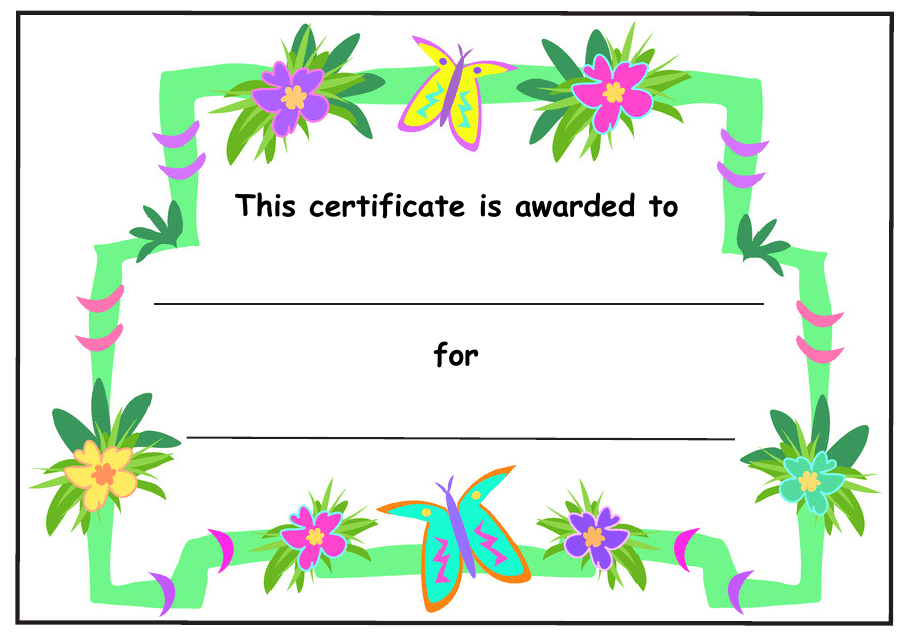 Beautiful Flowers and Butterflies Certificate Template Preview