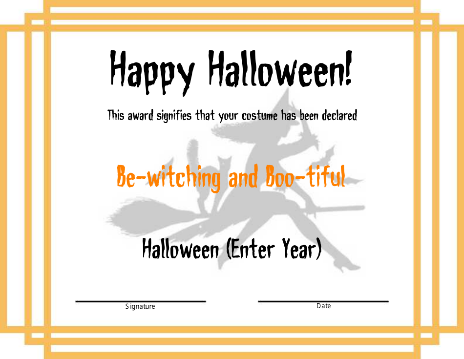 Halloween Award Certificate Template Download Fillable PDF | Templateroller