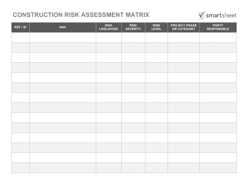 Construction Risk Assessment Matrix Schedule Template