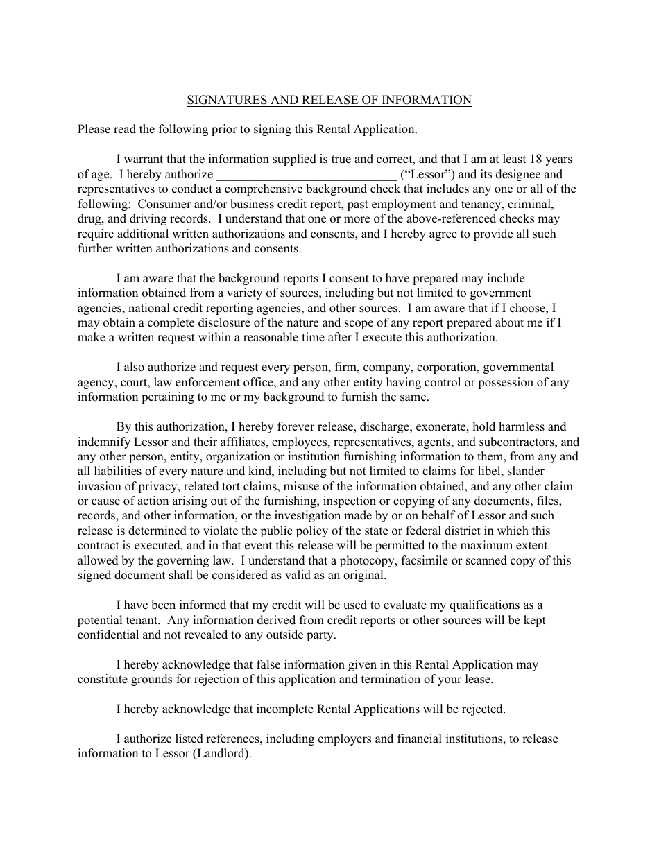 Commercial Tenant Application Form - Vermont, Page 3