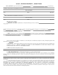 Document preview: Lease - Business Property - Short Form