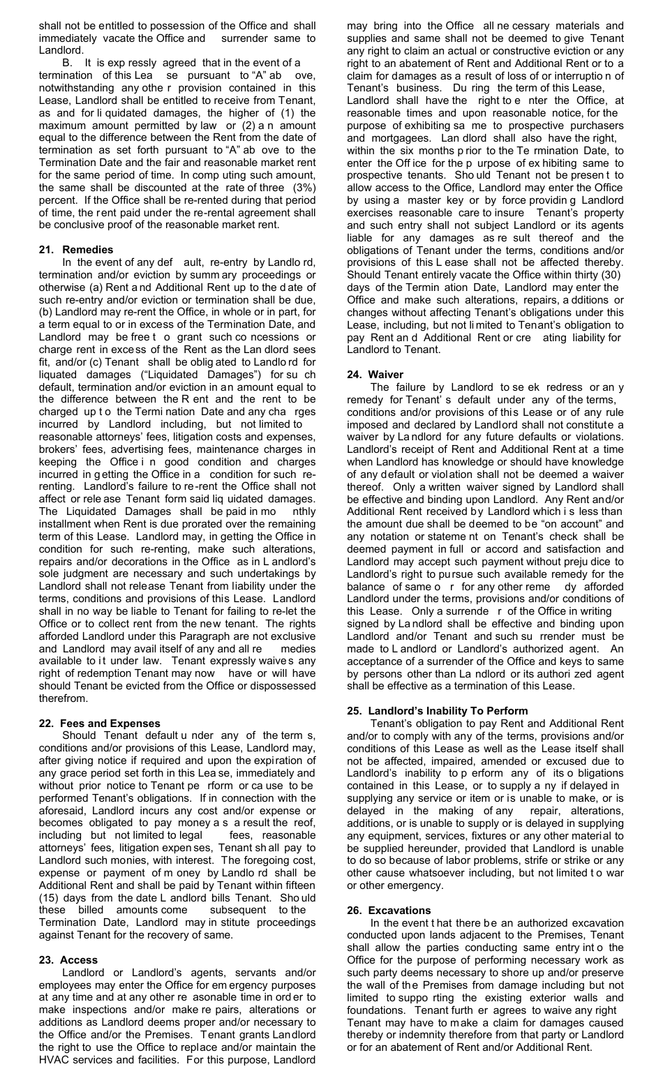 Office Lease Agreement Template - New York, Page 4