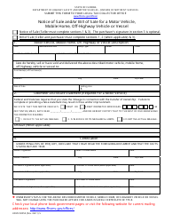 Form HSMV-82050 &quot;Notice of Sale and/or Bill of Sale for a Motor Vehicle, Mobile Home, Off-Highway Vehicle or Vessel&quot; - Florida