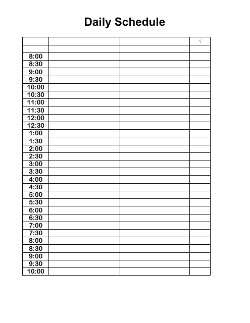 Daily Schedule Template with space for 2 Persons