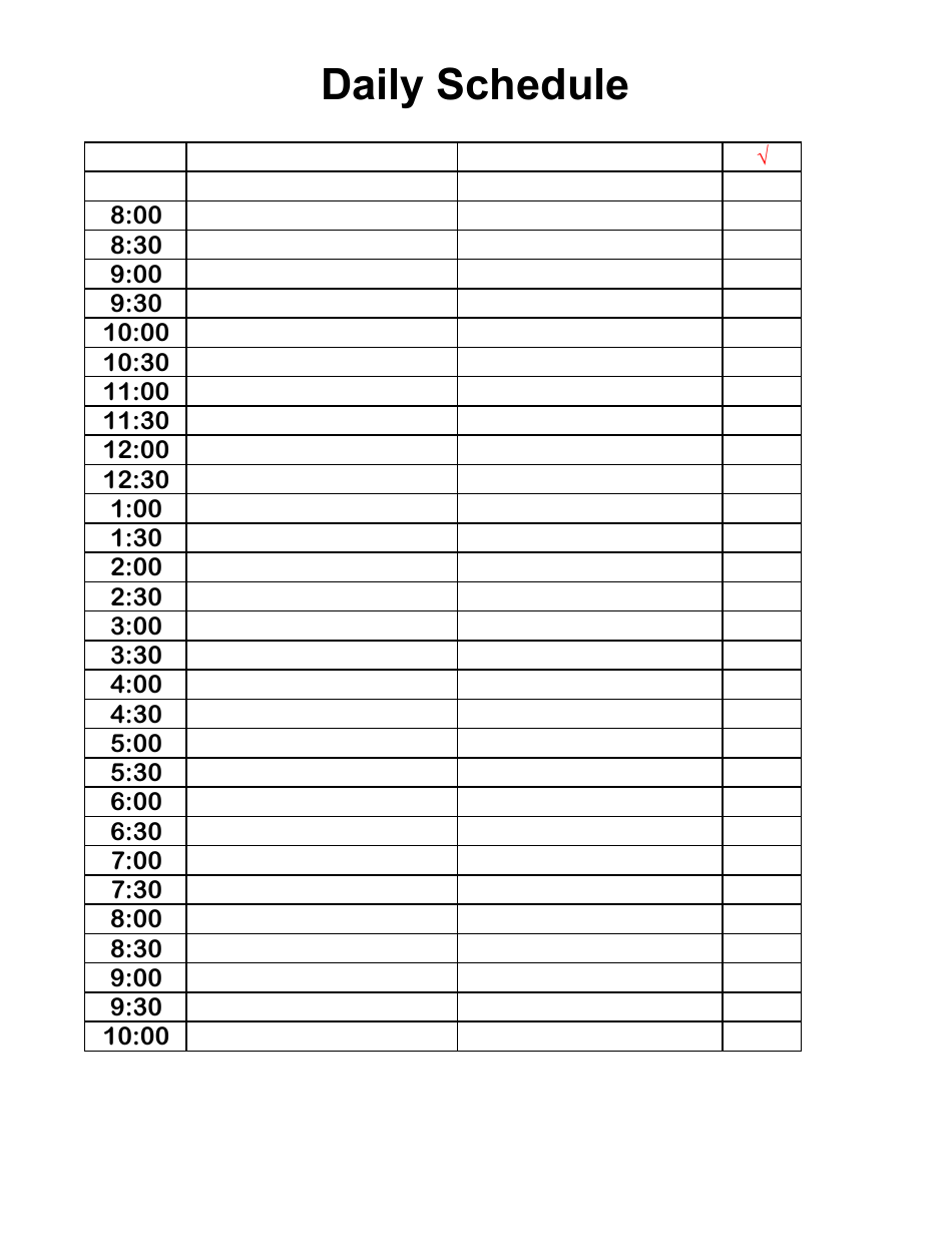 daily schedule template pdf