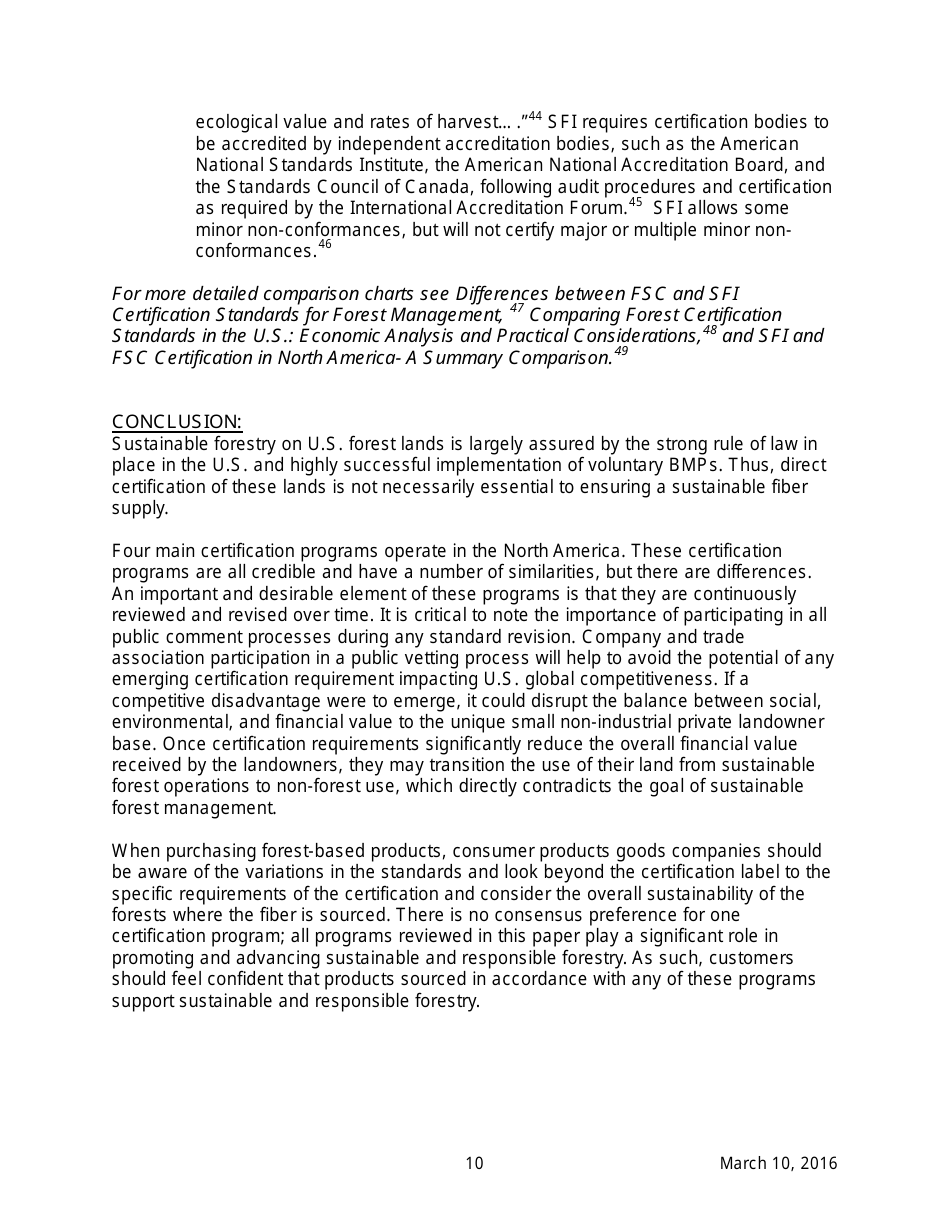 AFpa White Paper: Sustainable Forestry and Certification Programs in the United States, Page 10