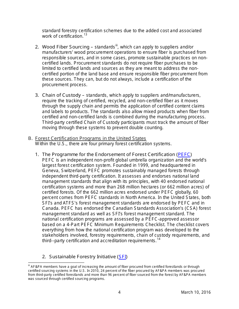 AFpa White Paper: Sustainable Forestry and Certification Programs in the United States, Page 4