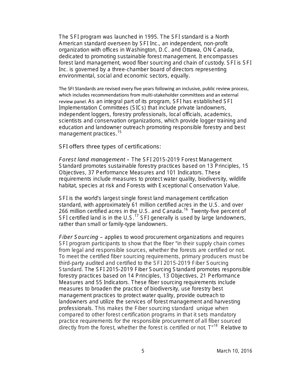 AFpa White Paper: Sustainable Forestry and Certification Programs in the United States, Page 5