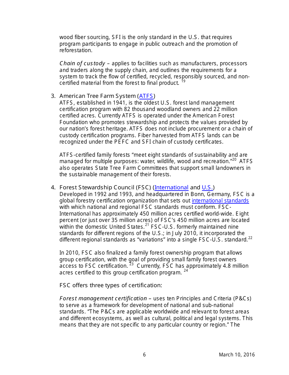 AFpa White Paper: Sustainable Forestry and Certification Programs in the United States, Page 6