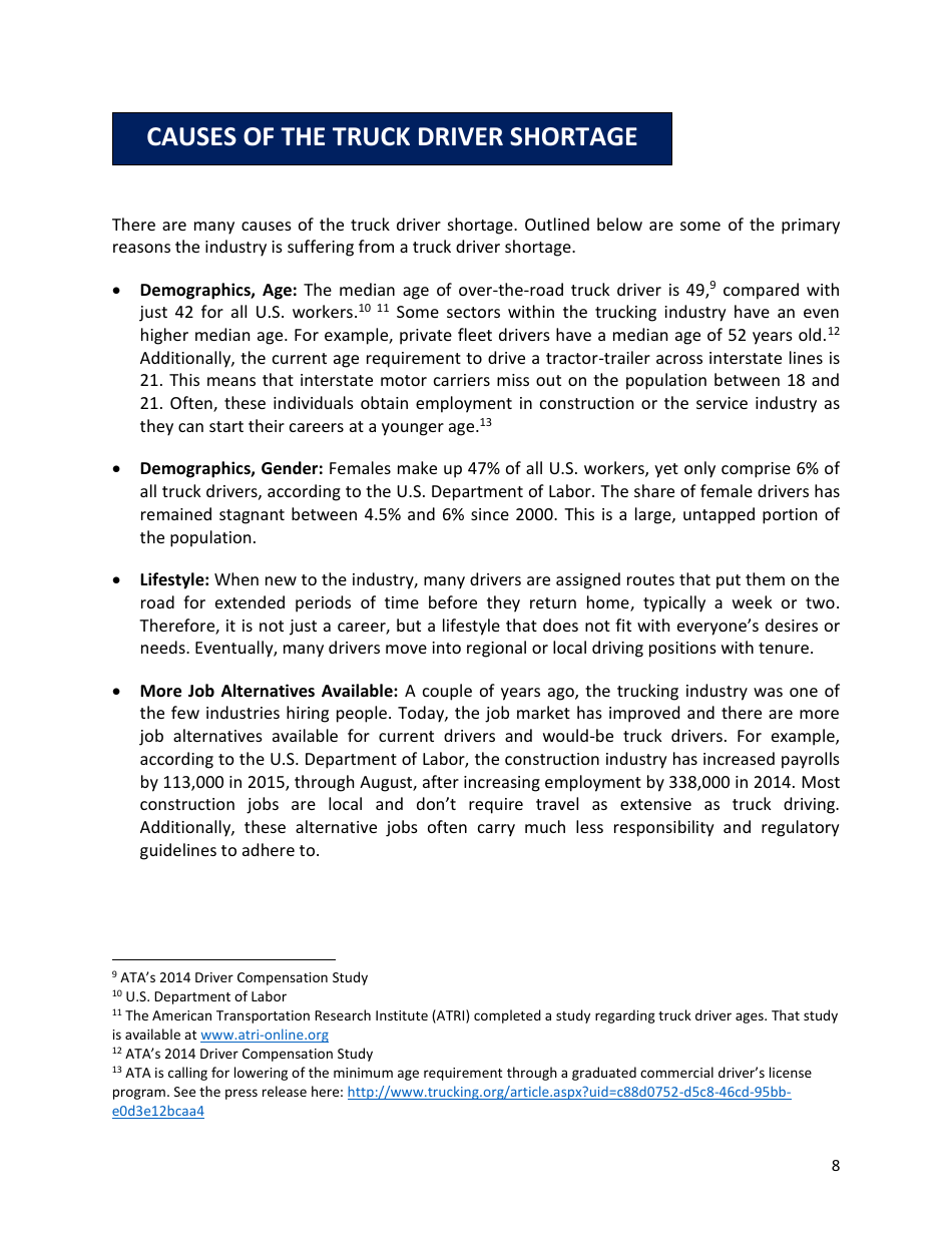 Truck Driver Shortage Analysis - Bob Costello, Rod Suarez, Page 9