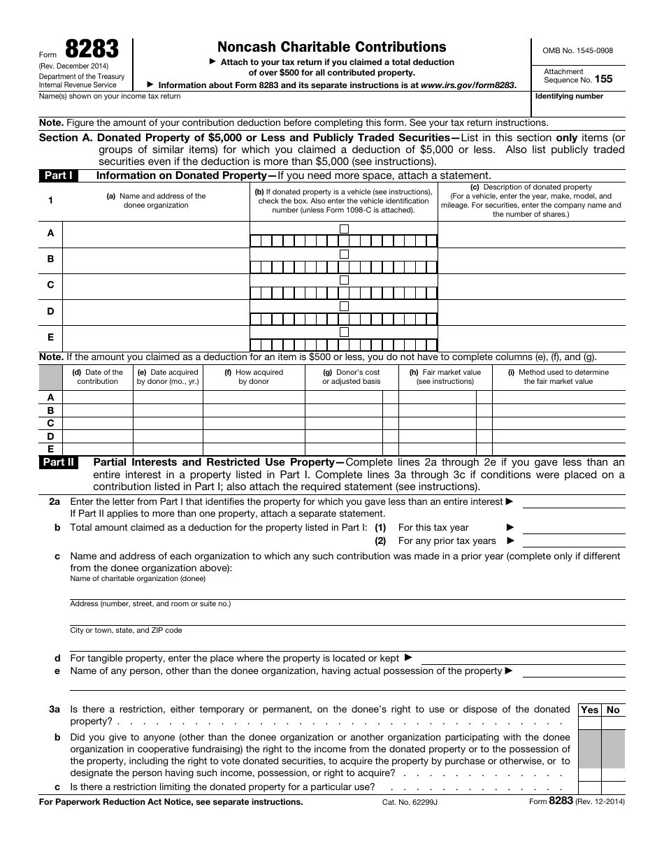 IRS Form 8283 - Fill Out, Sign Online And Download Fillable PDF ...