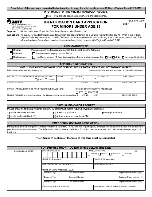 Form DL5  Printable Pdf