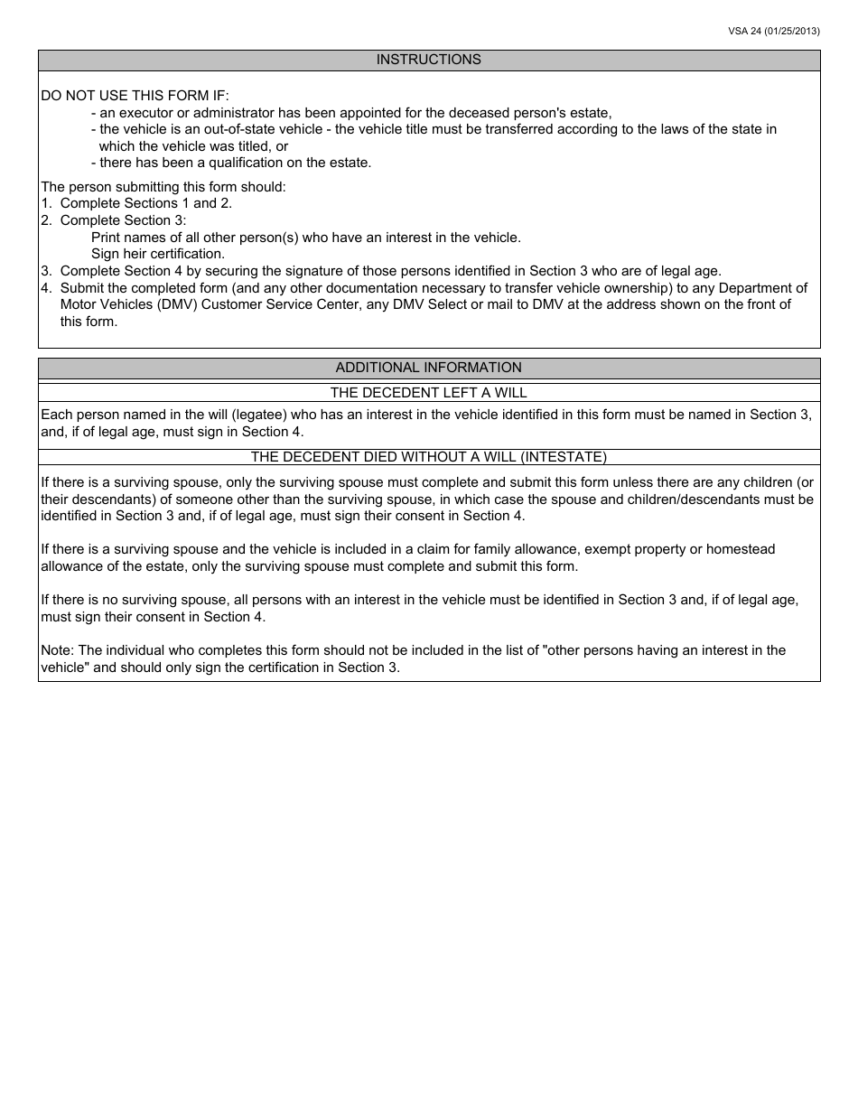 Form VSA24 Certification of Authority to Transfer Virginia Title - Virginia, Page 2