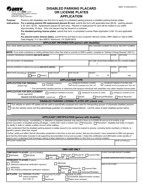 Form MED10  Printable Pdf