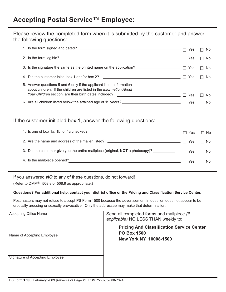 PS Form 1500 - Fill Out, Sign Online and Download Printable PDF ...