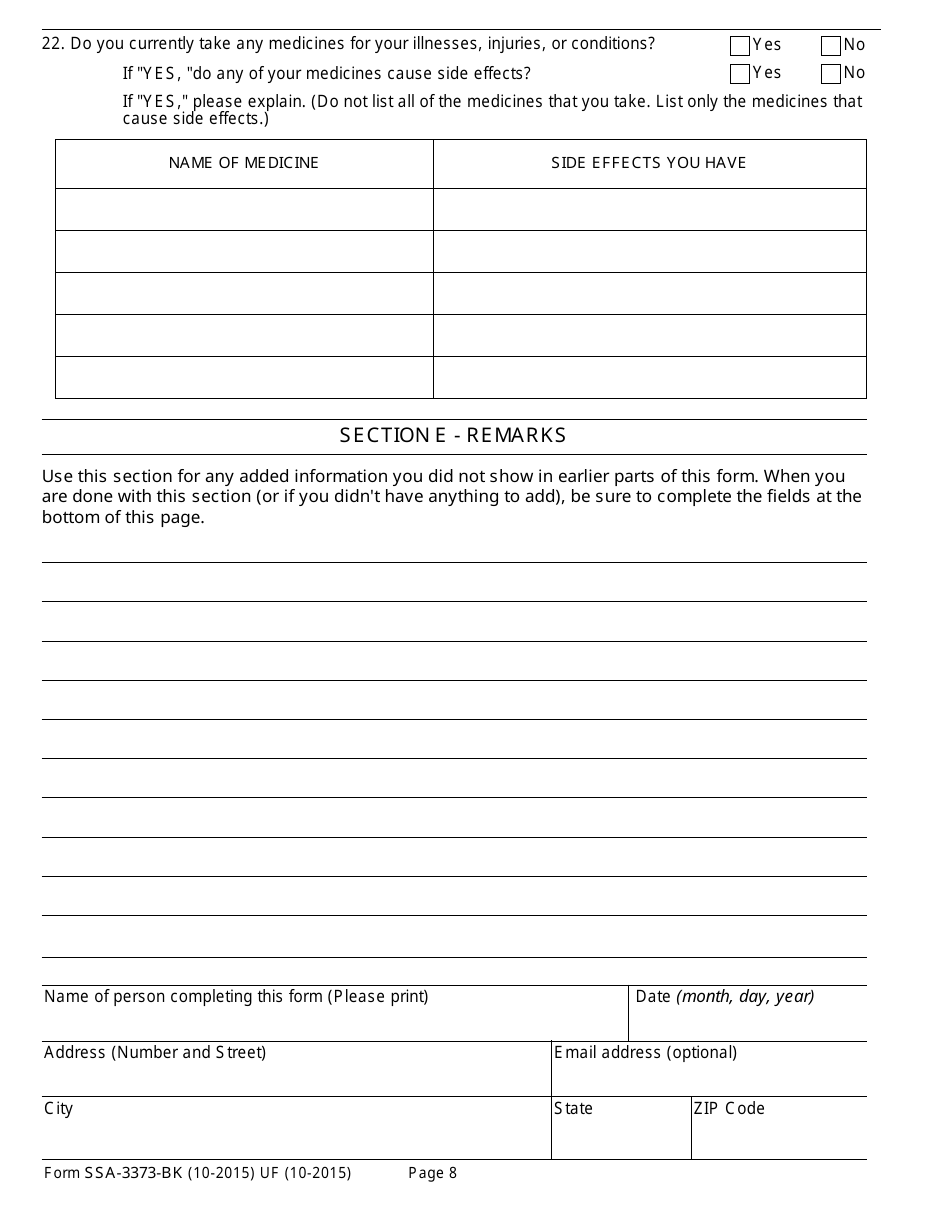 Form Ssa 3373 Bk Fill Out Sign Online And Download Fillable Pdf Templateroller 9139