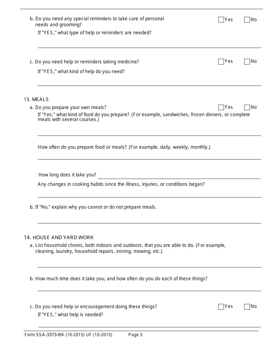 Form SSA-3373-BK - Fill Out, Sign Online and Download Fillable PDF ...