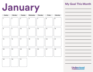 Document preview: Goals Calendar Template