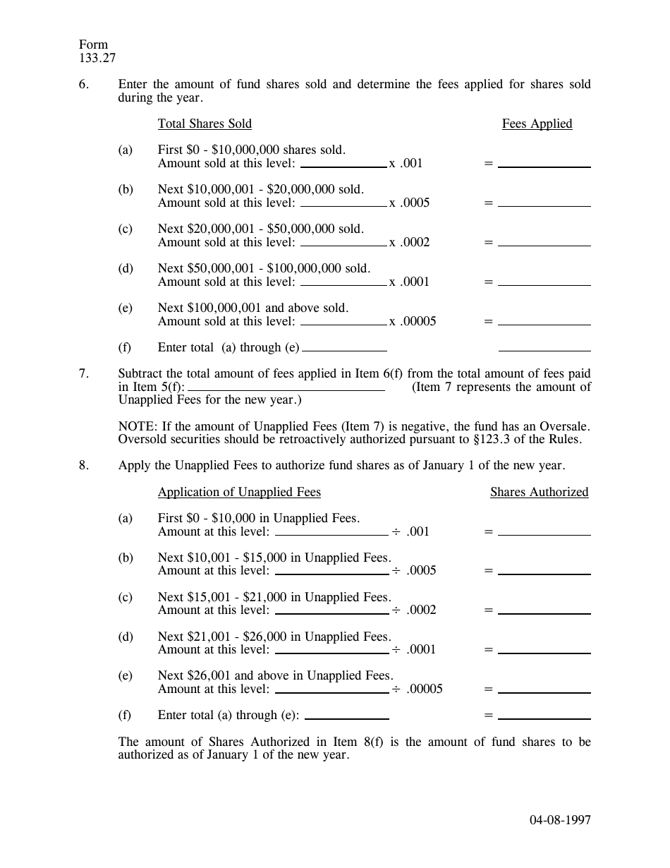 Form 133.27 Year-End Report of Sales of Federal Covered Securities by a Money Market Fund (Pursuant to 123.3) - Texas, Page 2