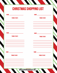 Document preview: Christmas Shopping List Template - Things to Buy