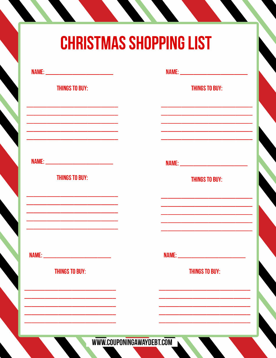 Christmas Shopping List Template Things to Buy Download Printable PDF